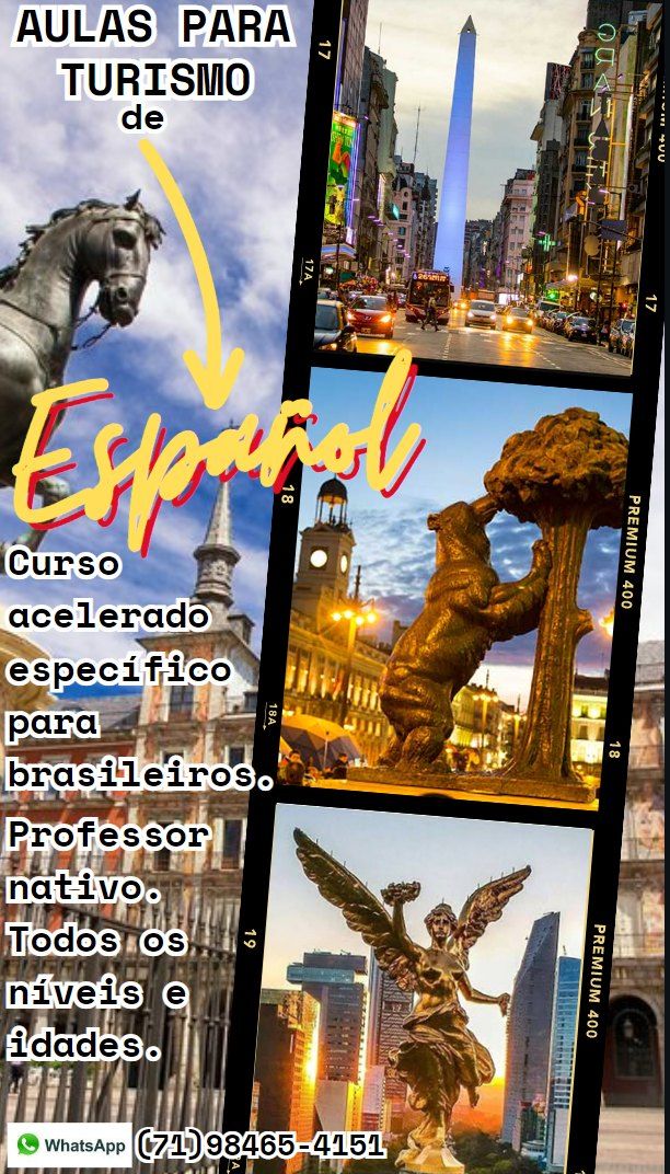 Aulas de espanhol para Turismo - Professor nativo