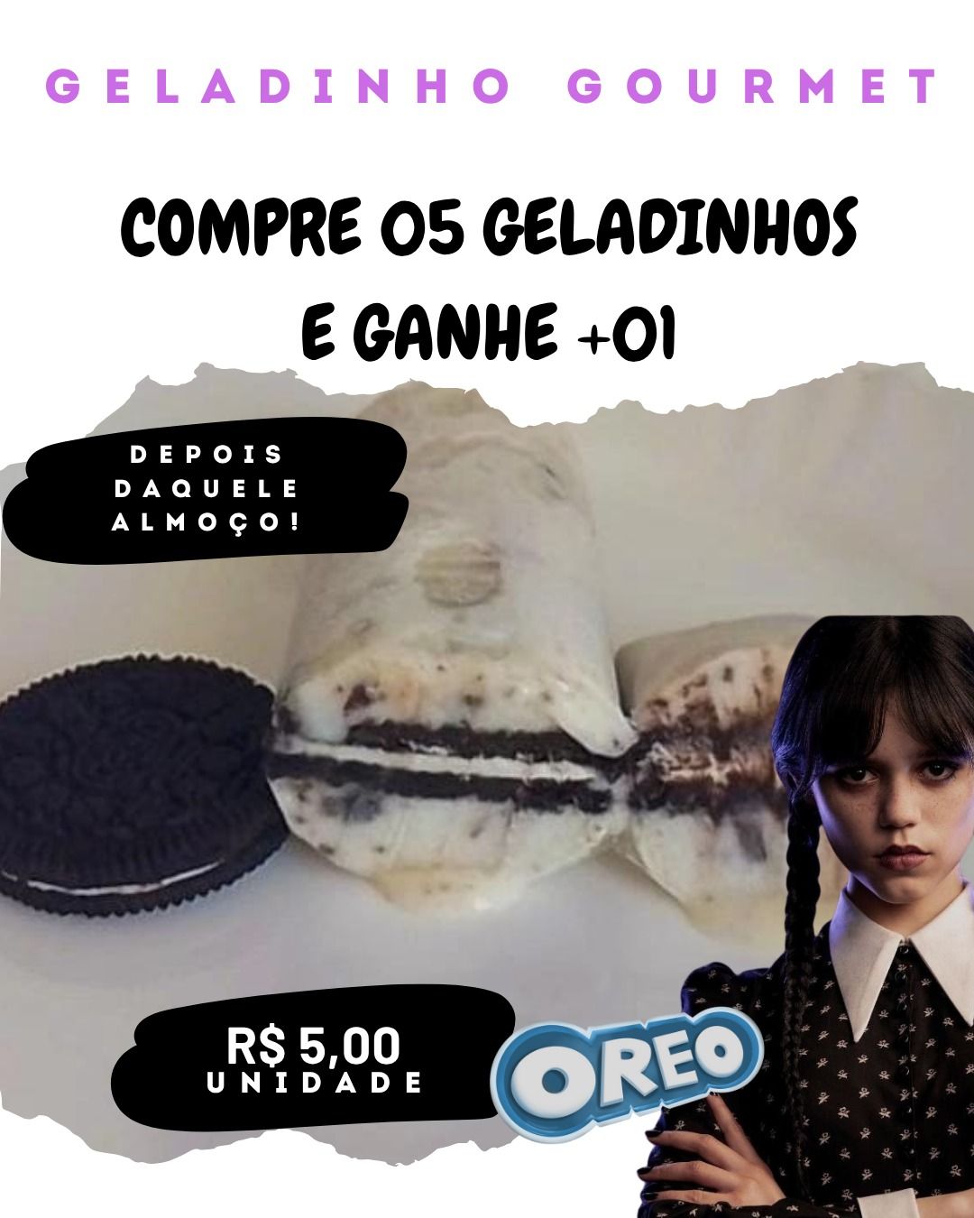 Na compra de 5 geladinhos ganhe mais 1