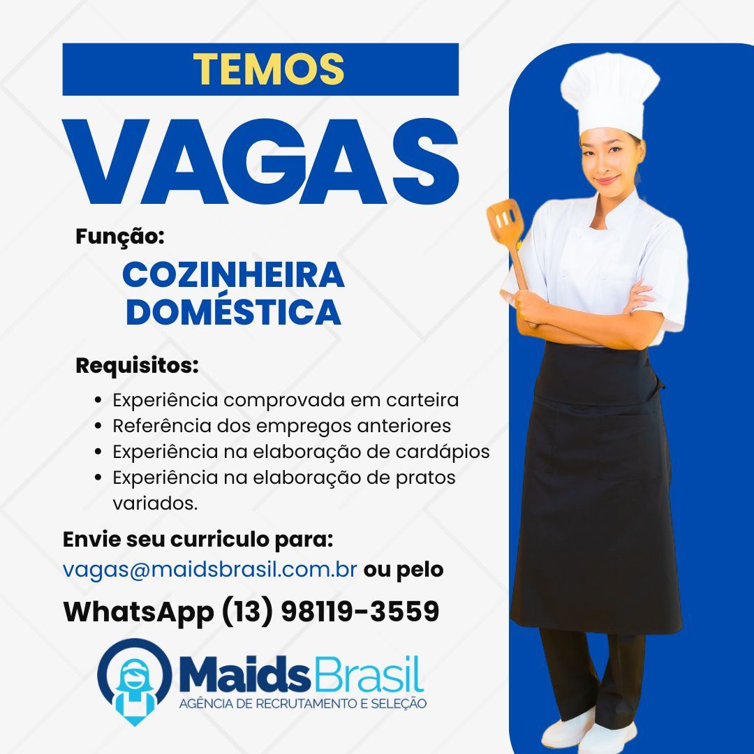 Vagas Para Cozinheira de Forno e Fogão em Santos