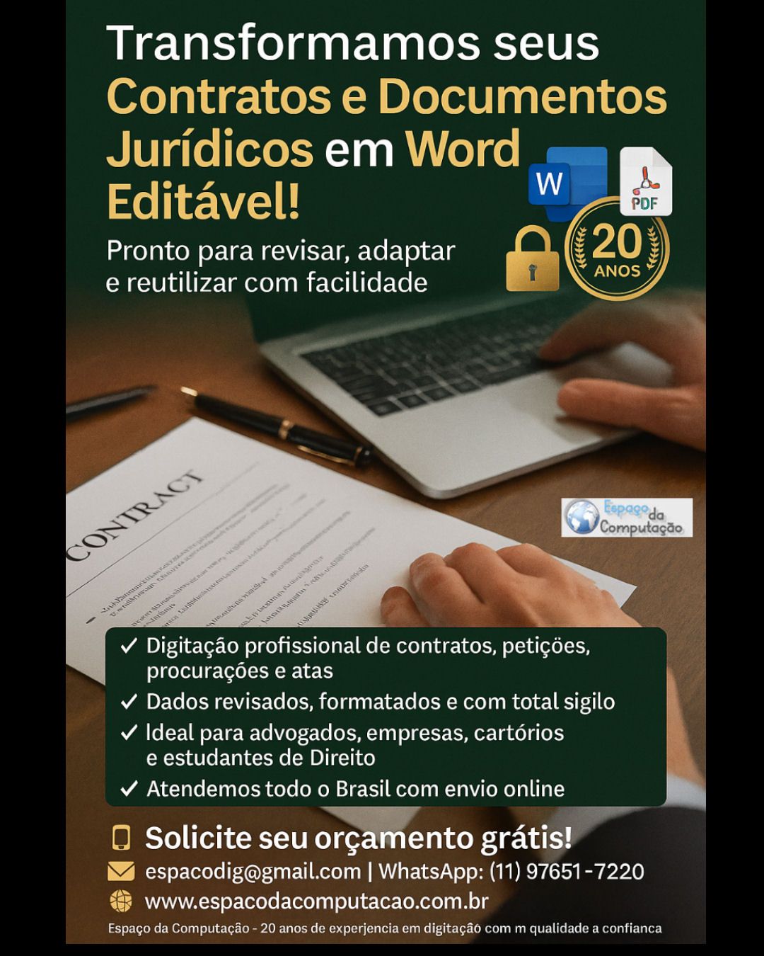 Digitação de Contratos e Documentos Jurídicos no Word