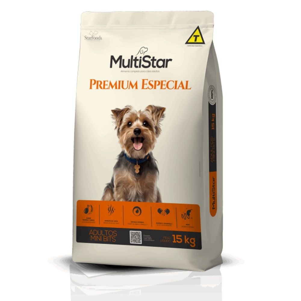 Ração Multi Star Adultos Mini Bits Premium Especial 10,1 kg