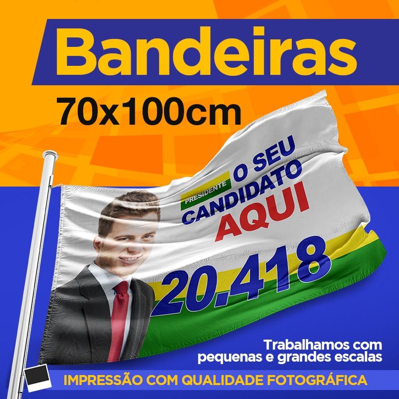 Bandeiras Campanha Política Personalizada 70x100cm Oxford