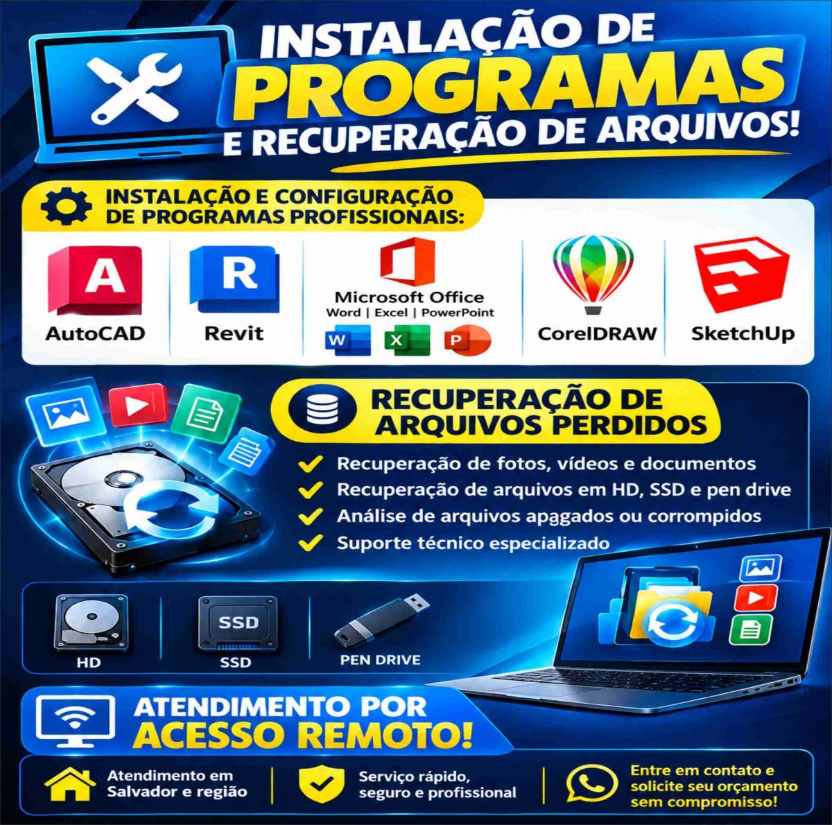 instação office (word, excel power point)
