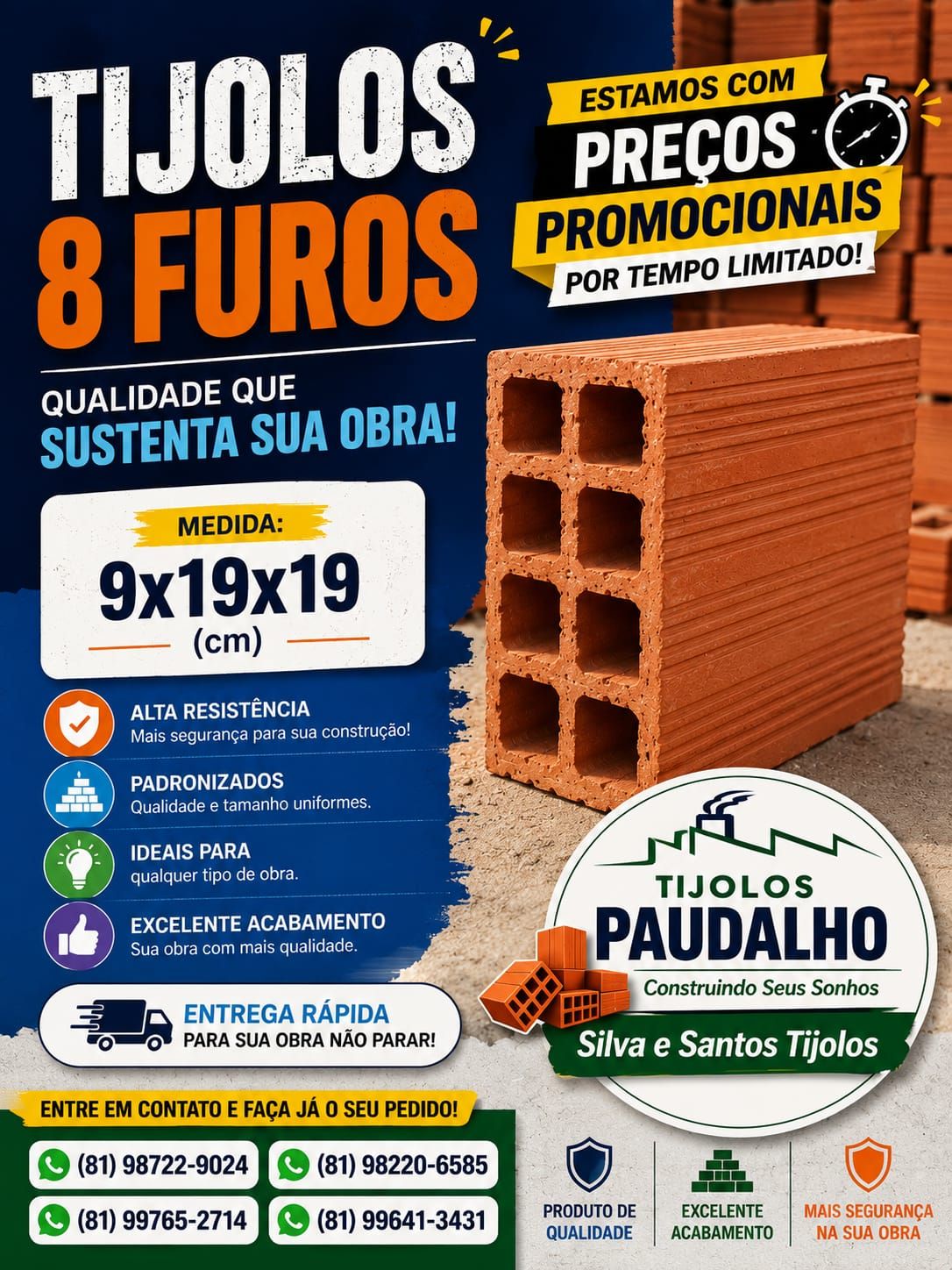 Tijolos 08 Furos com Preco Promocional