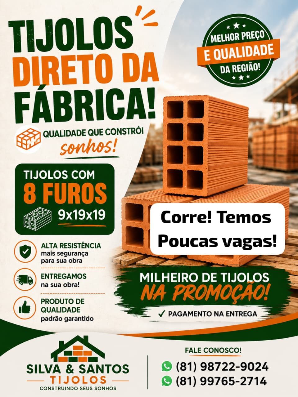 Tijolos direto da fábrica