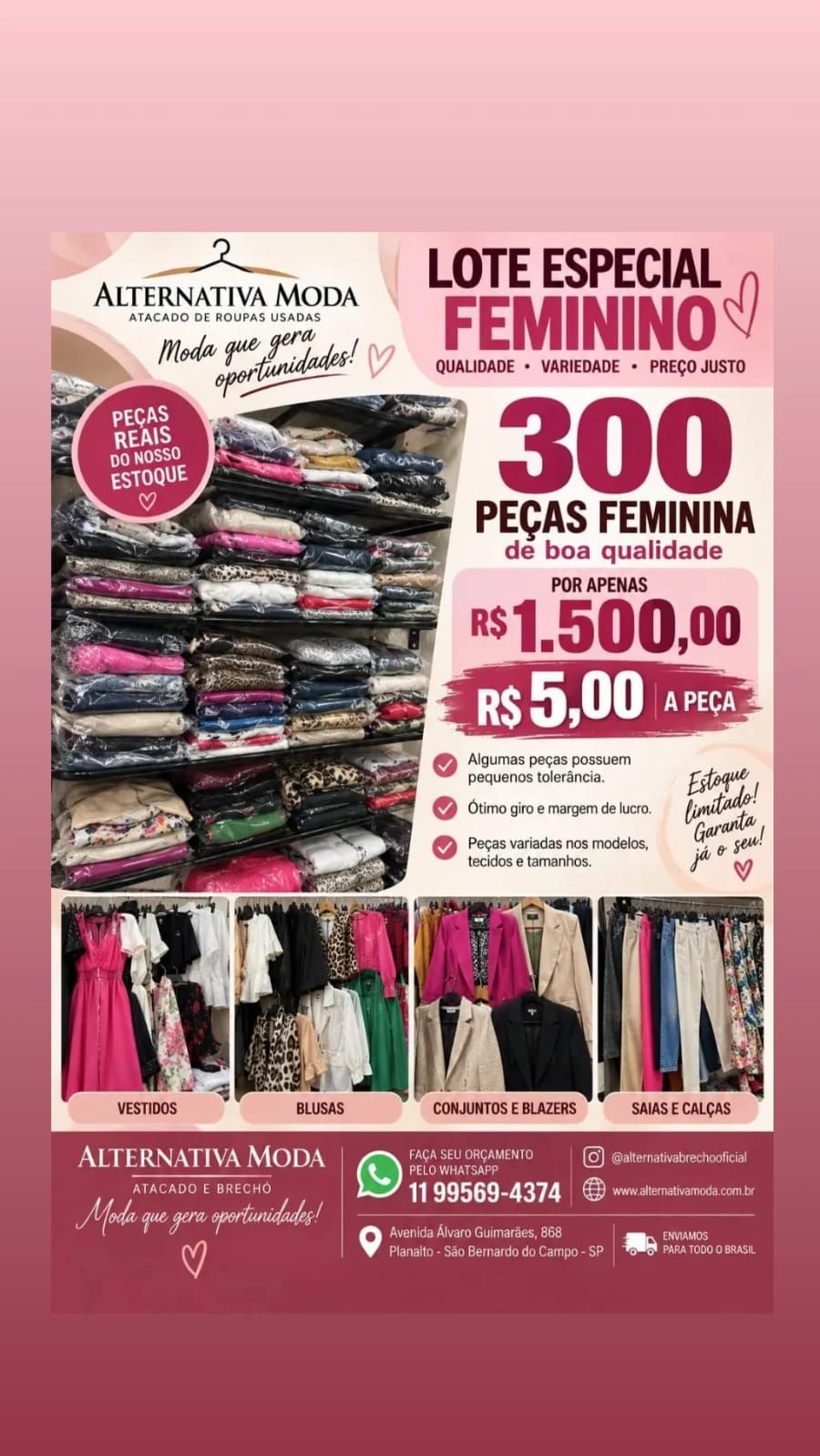 Vendemos Sacarias de Roupas Usadas para Brechós