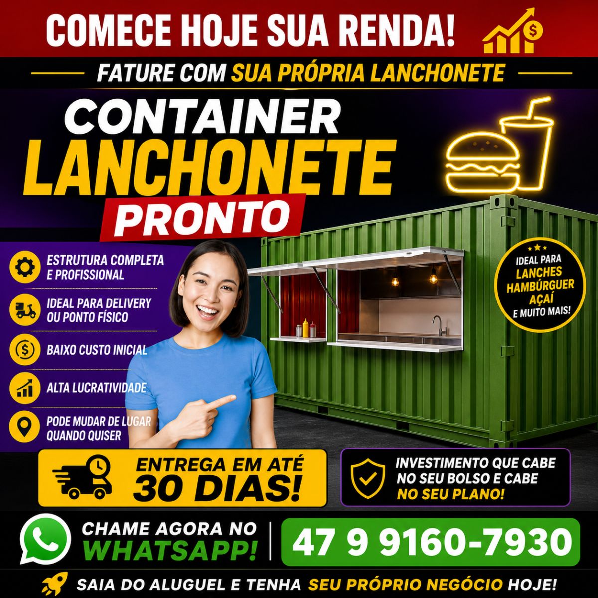Container Food Truck / Lanchonete – Pronto para Uso Venda