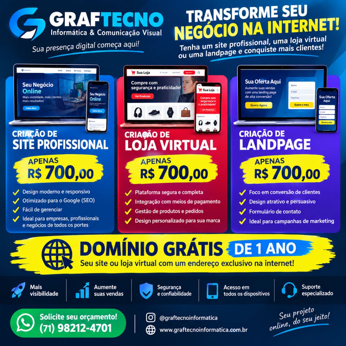 Criação de site profissional, loja virtual